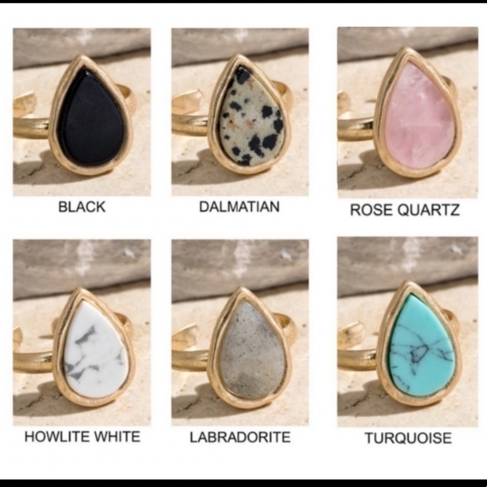 Tear Drop Semi Precious Stone Rings